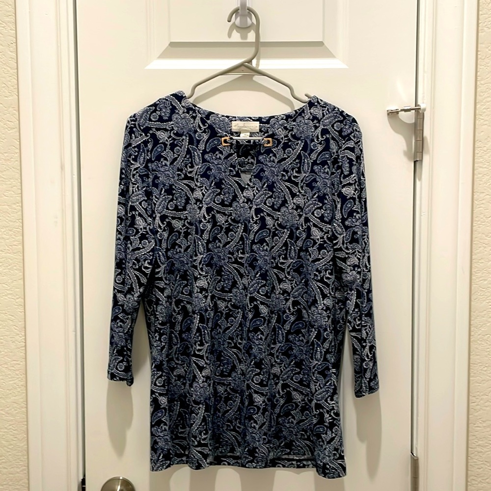 SZ M Navy tunic with gold trim polyester - easy care